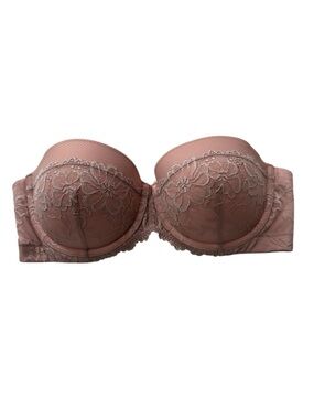 Maidenform Balconette Push-Up Lace-Trim Strapless Bra in Light Blush Pink, 38C